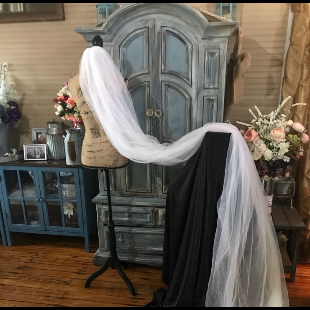 1 tier cathedral length veil with comb.
